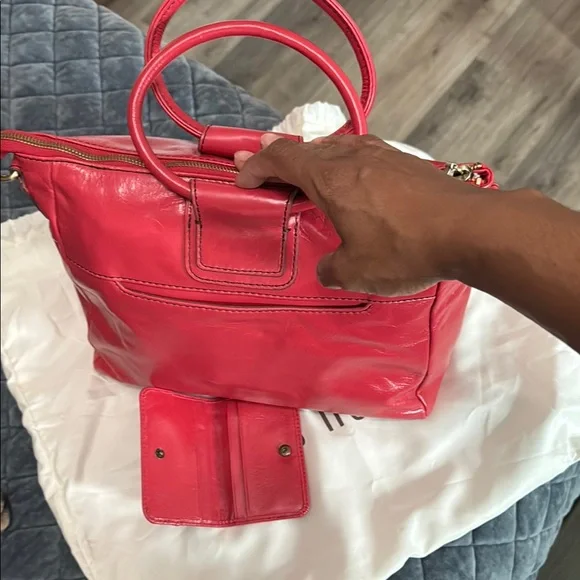 HOBO Red Leather Hobo Bag Vibrant and Sophisticated - Picture 4 of 10